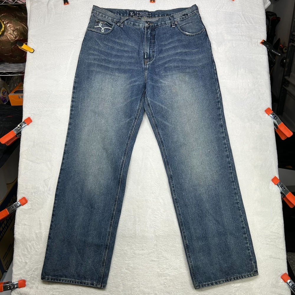 Vintage‎ LRG Jeans Men's Blue Denim High Rise Relaxed Straight Zip Fly - 38X34
